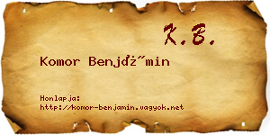 Komor Benjámin névjegykártya
