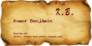 Komor Benjámin névjegykártya